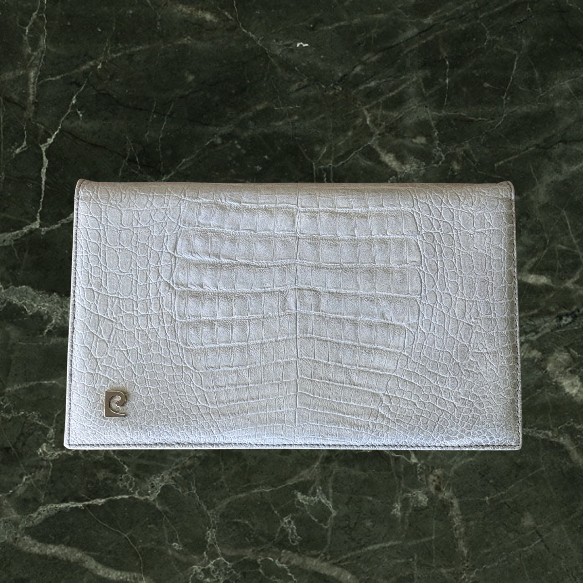 Pierre Cardin White Leather Cocodrile Bag