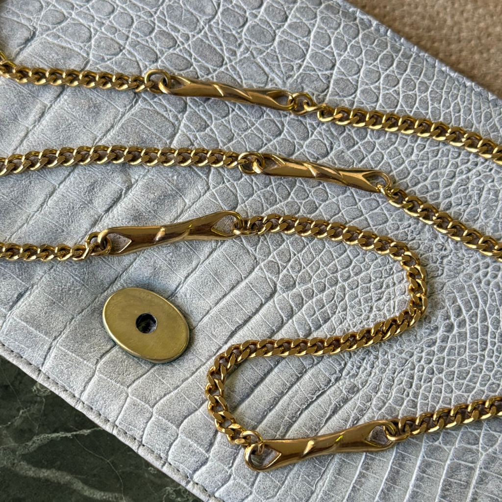 Pierre Cardin White Leather Cocodrile Bag