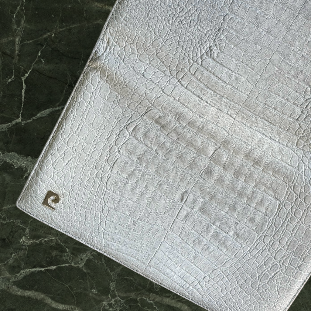 Pierre Cardin White Leather Cocodrile Bag