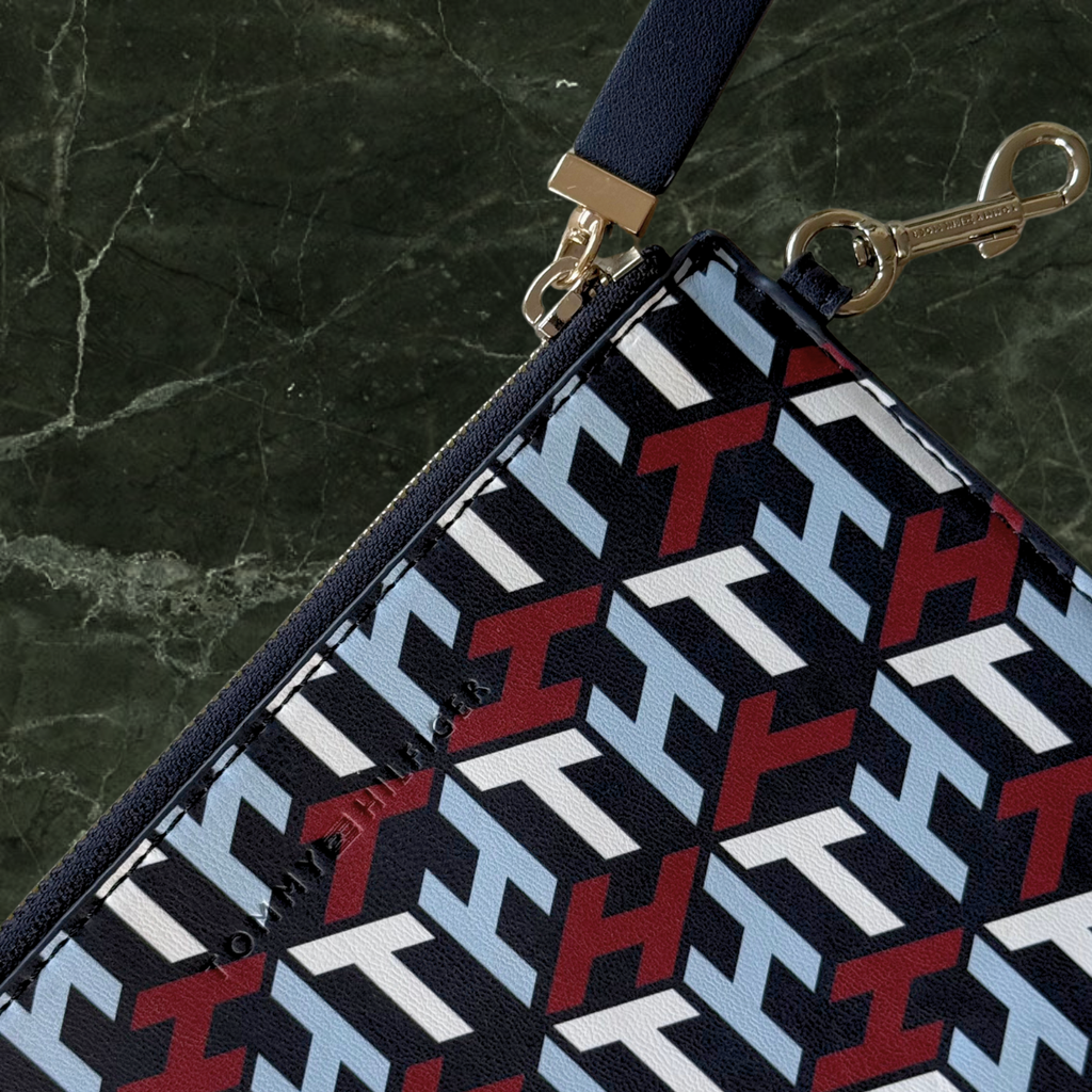 Tommy Hilfiger Monogram Zip Clutch