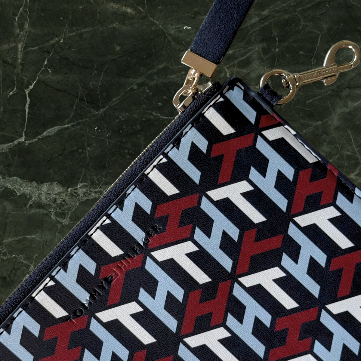 Tommy Hilfiger Monogram Zip Clutch