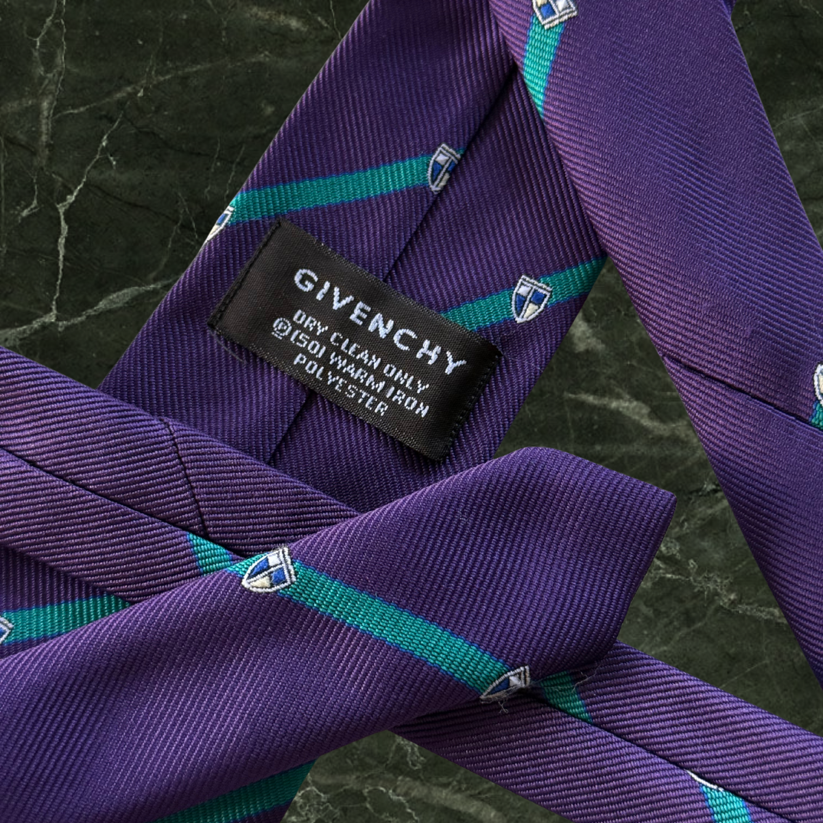 Givenchy Diagonal Stripe Tie with Heraldic Motif