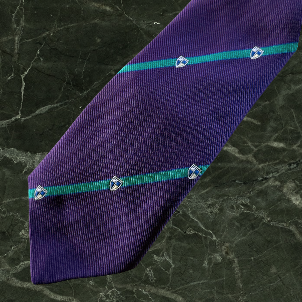 Givenchy Diagonal Stripe Tie with Heraldic Motif